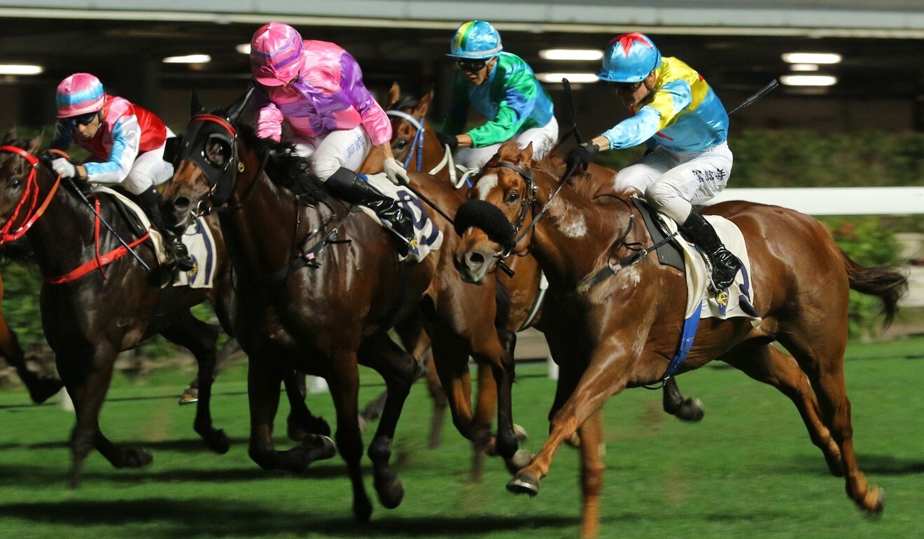 Interstellar (pink silks) finishes second at Happy Valley a fortnight ago. Photo: Kenneth Chan