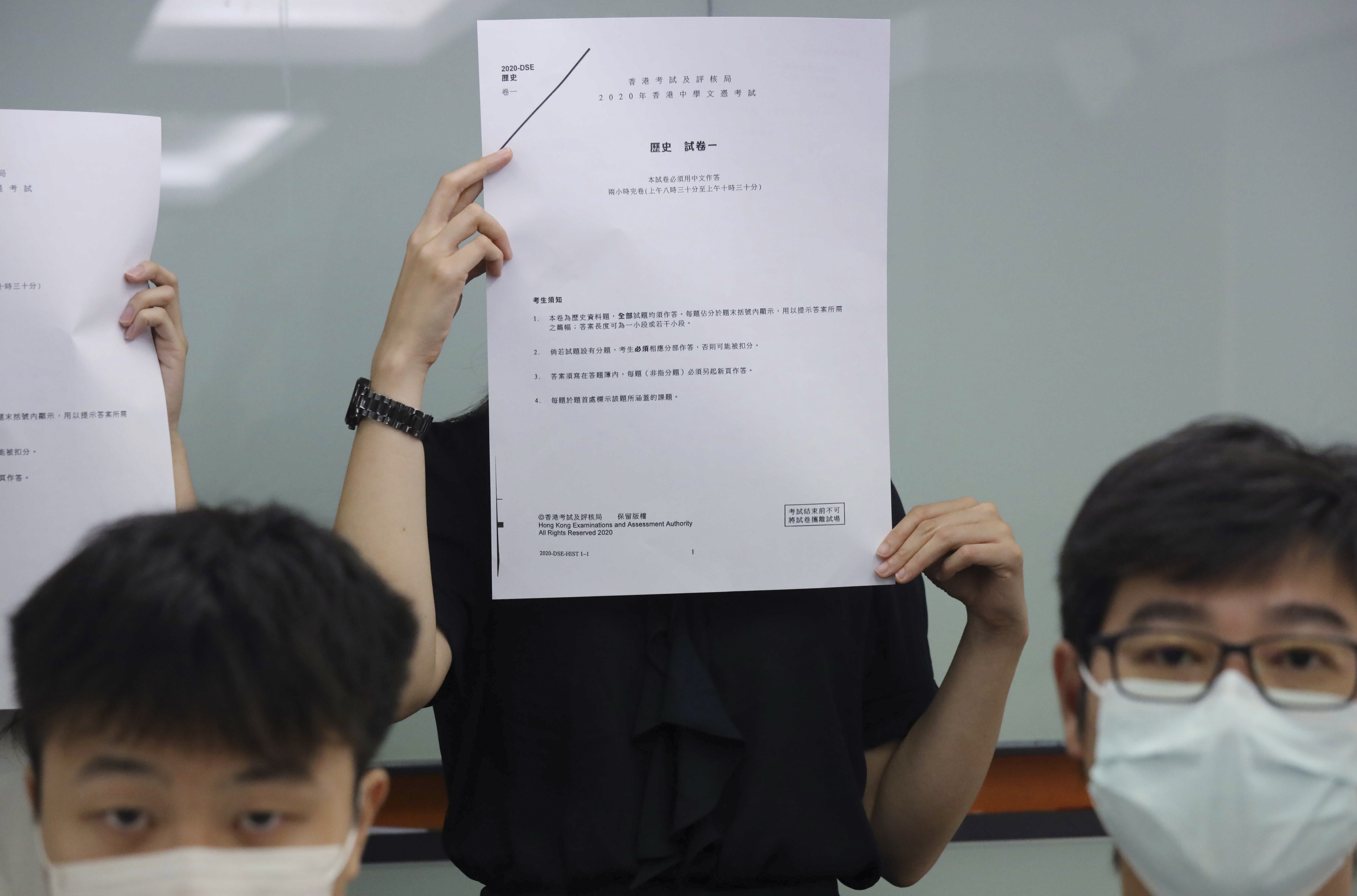 Teachers of Chinese history hold a press conference to respond to the controversial exam question from a recent Diploma of Secondary Education history paper at the Hong Kong Professional Teachers’ Union office in Mong Kok. Photo: K. Y. Cheng