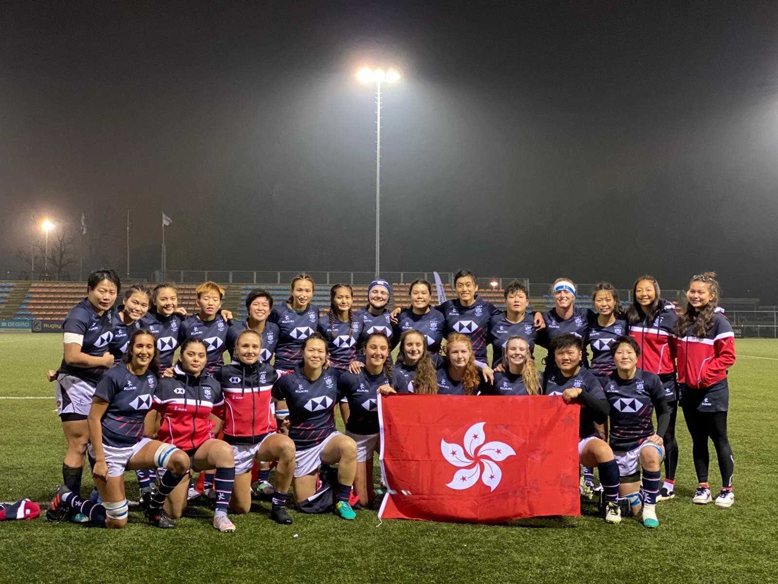 Hong Kong’s women’s 15s team after their first game in Holland. Photo: HKRU