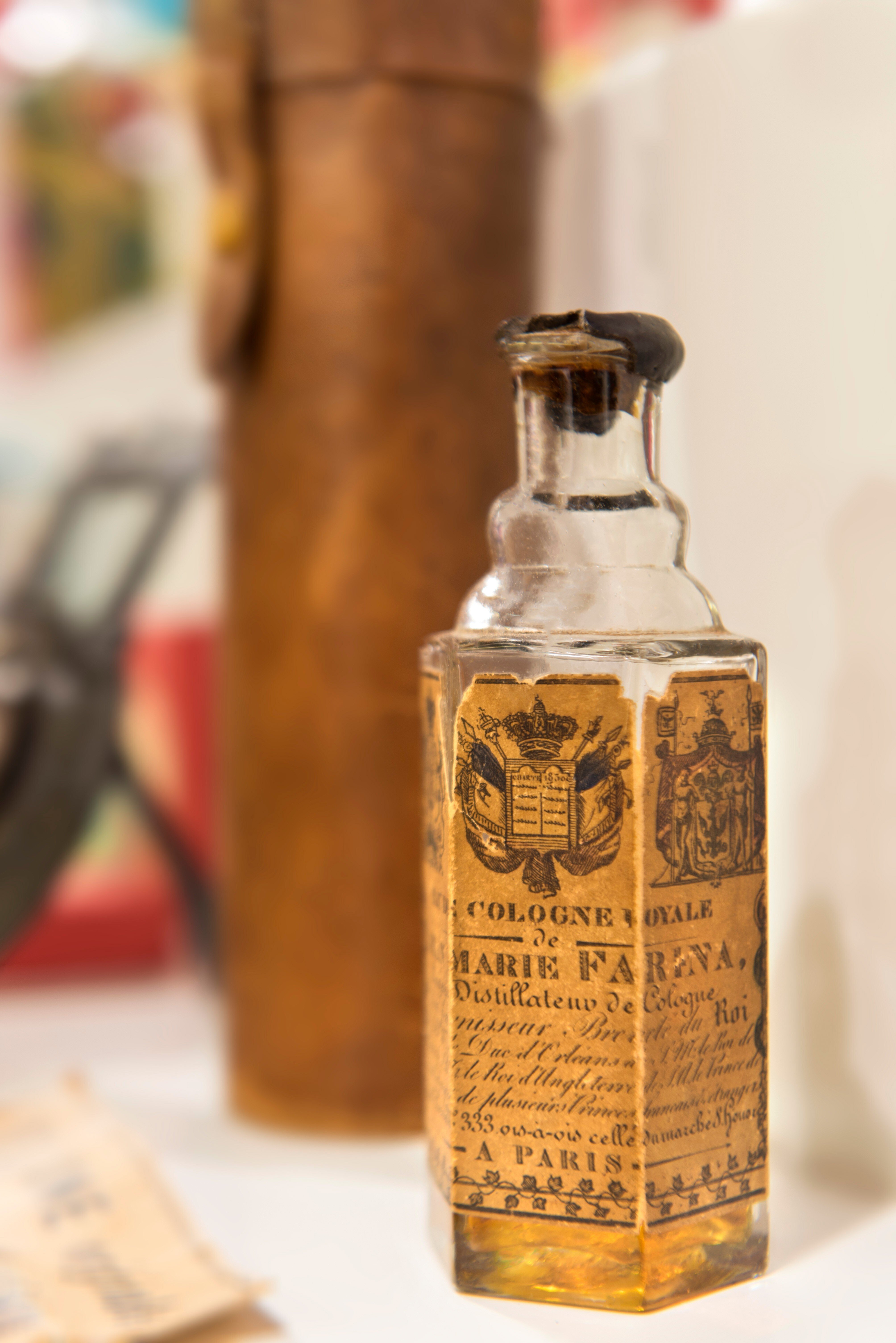 The oldest bottle of eau de cologne Jean-Marie Farina found in Valle Vigezzo. Photo: Susy Mezzanotte