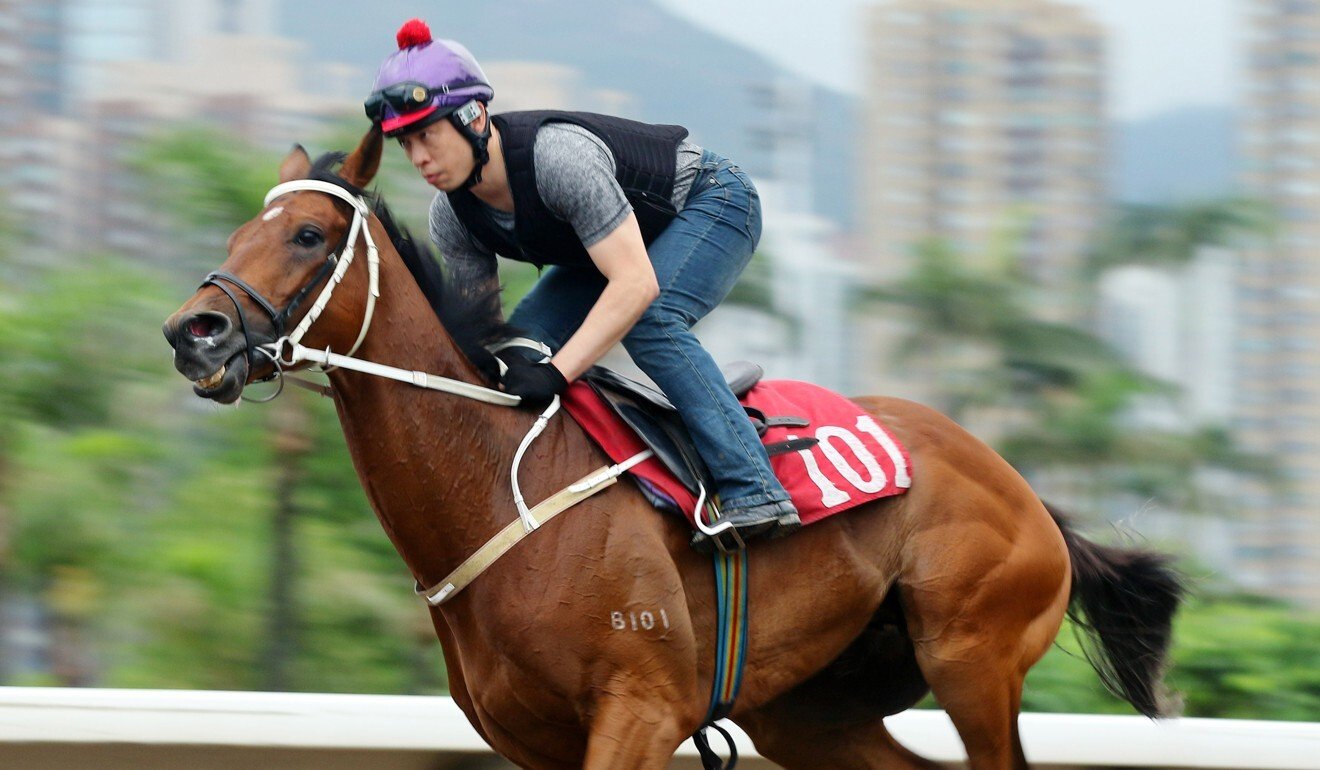 Exultant galloping on the all-weather track at Sha Tin on Thursday.