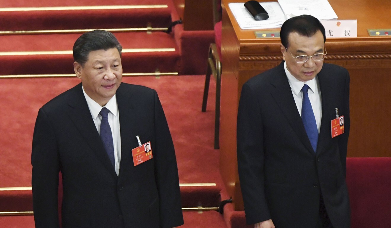 Chinese President Xi Jinping (left) and Premier Li Keqiang at the opening ceremony of the National People’s Congress. Photo: Kyodo