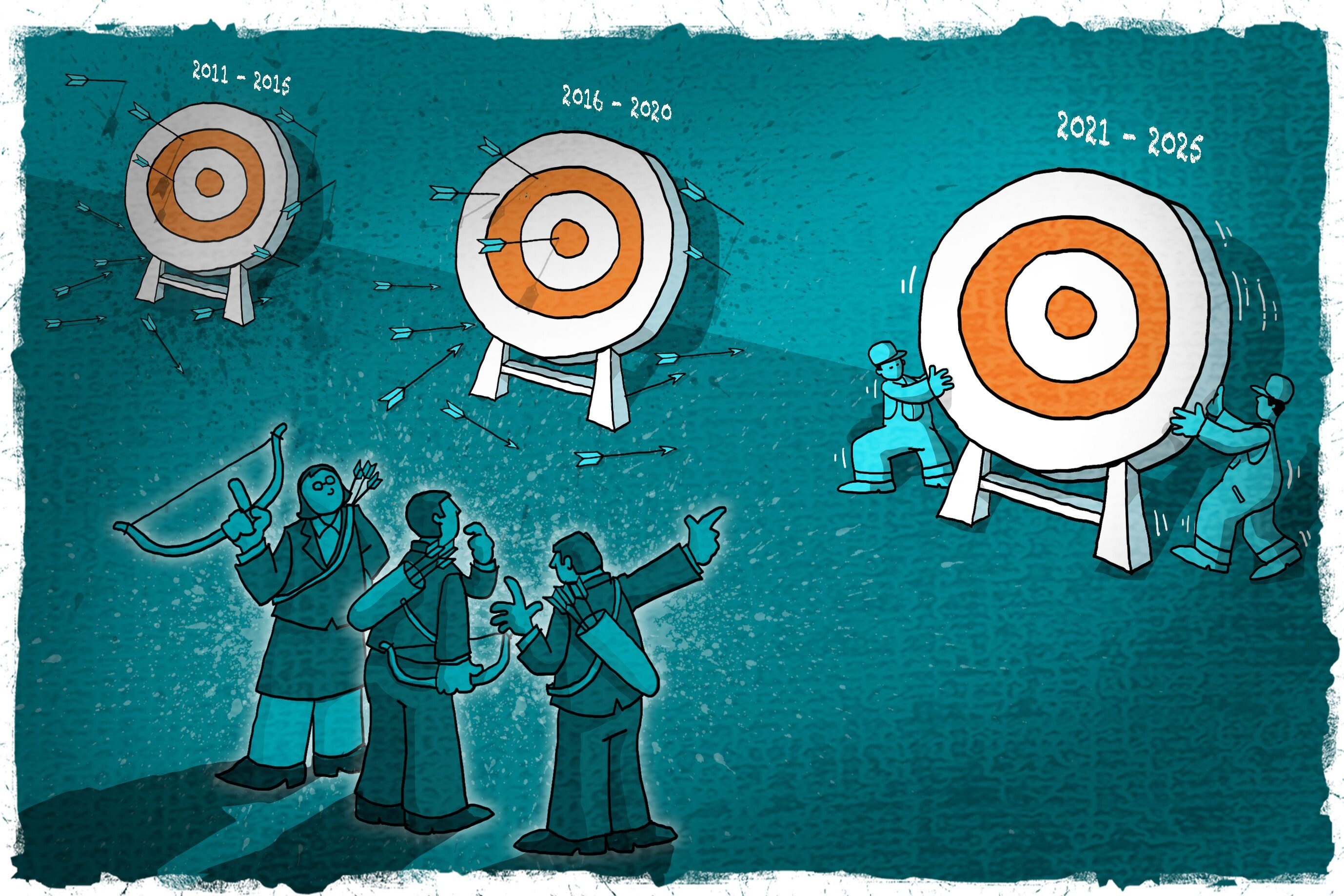 Top officials in Beijing are drafting the 14th five-year plan, which will set out key economic and political goals for 2021 to 2025. Illustration: Henry Wong