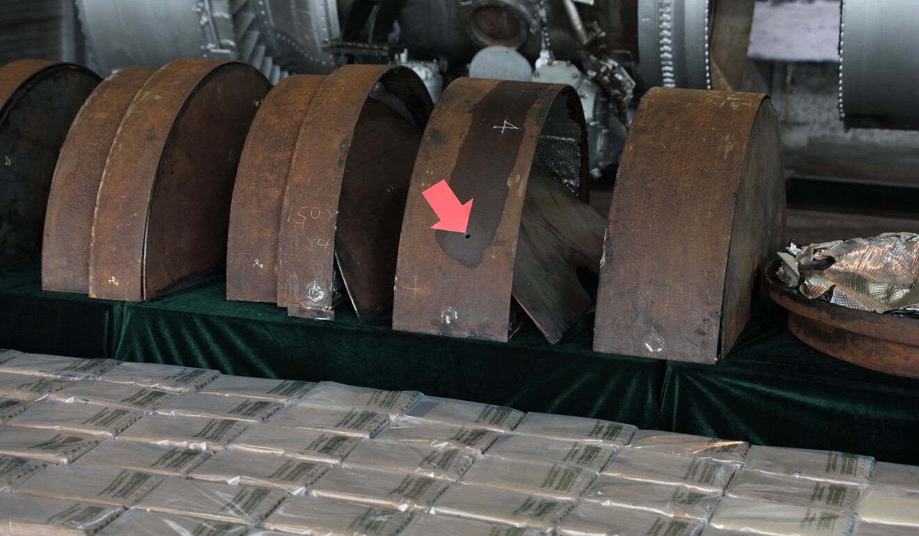In total customs officers found 217 packets of cocaine in the engine. Photo: Nora Tam