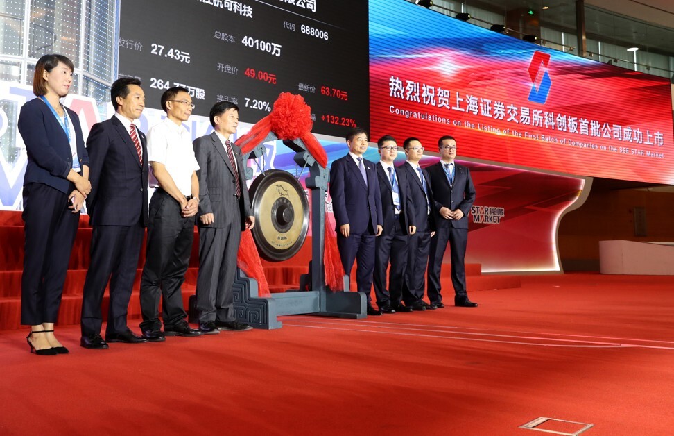 A group photo at the Shanghai Stock Exchange on July 22, 2019. China's sci-tech innovation board (STAR market) started trading on the Shanghai Stock Exchange, with the first batch of 25 companies debuting on the board. Photo: Xinhua
