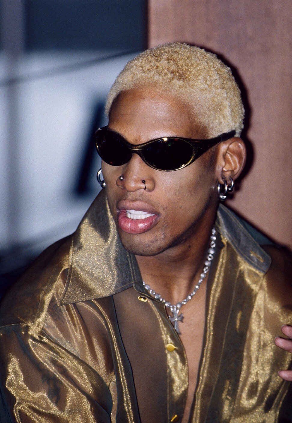 Rodman in gold at the 1996 MTV Video Music Awards. Photo: Getty Images