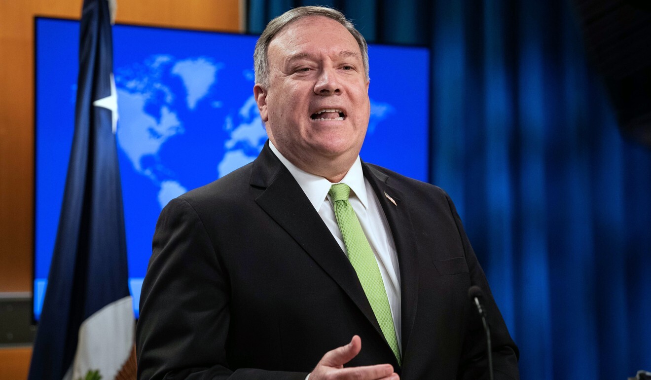 US Secretary of State Mike Pompeo speaks during a press briefing at the State Department in Washington on May 20. Photo: AP