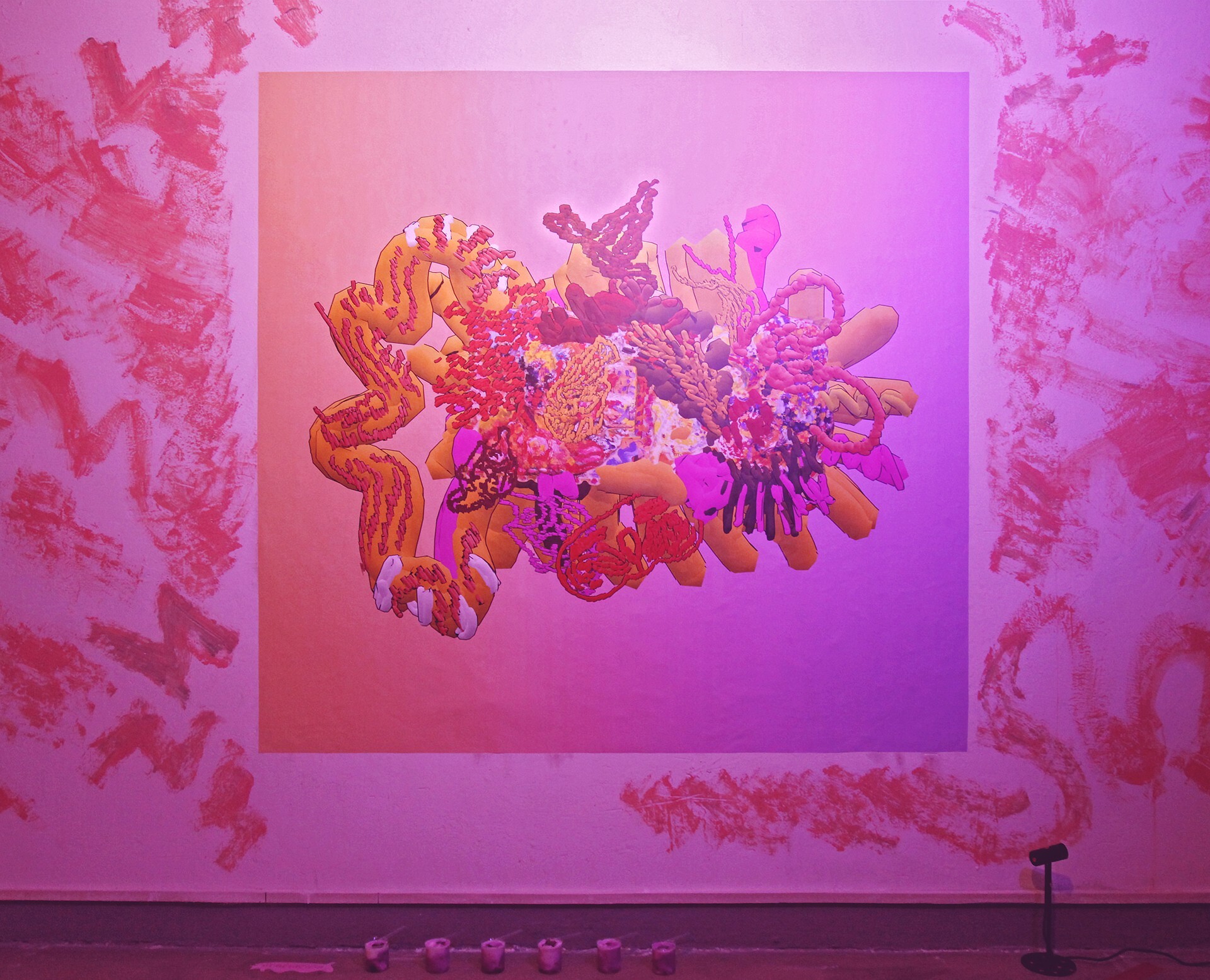 Handout image shows artwork by Pete Jiadong Qiang (2019). HyperBody Physical Level 2 (Orange): Hyper-sexual Body: Androcur with 6 Cannibalistic Pink Yogurts by Sense Health Management Studio, Photograph by Burning Bear, Chongqing. [30MAY2020 FEATURES ARTS] Credit: Courtesy Pete Jiadong Qiang