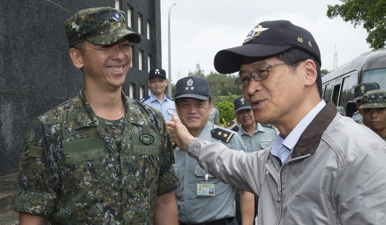 Taiwanese Defence Minister Yen Te-fa (right) said the island’s military would prepare for the worst-case scenario. Photo: CNA