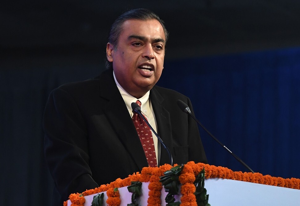 While his oil business has taken a hit, Mukesh Ambani, chairman of Reliance Industries, his tech and telecoms business are seeing growth. Photo: AFP