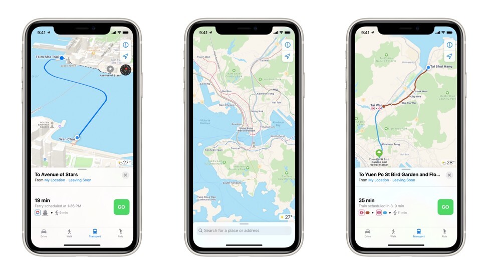 Hong Kong has been fully integrated into Apple’s navigation system in the update. Photo: Apple