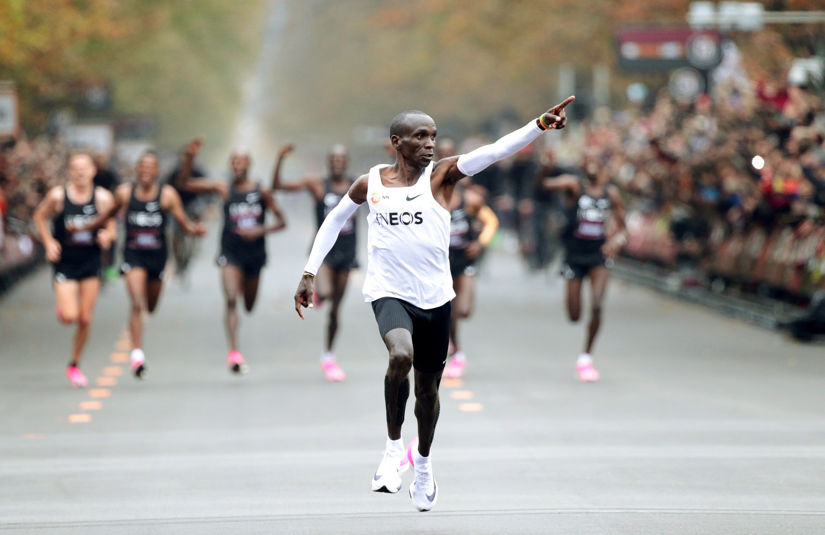 Eliud Kipchoge is the first person to run a marathon distance in under two hours. Adharanand Finn explores the factors that produce so many great runners from Kenya in his book Running with the Kenyans. Photo: Reuters