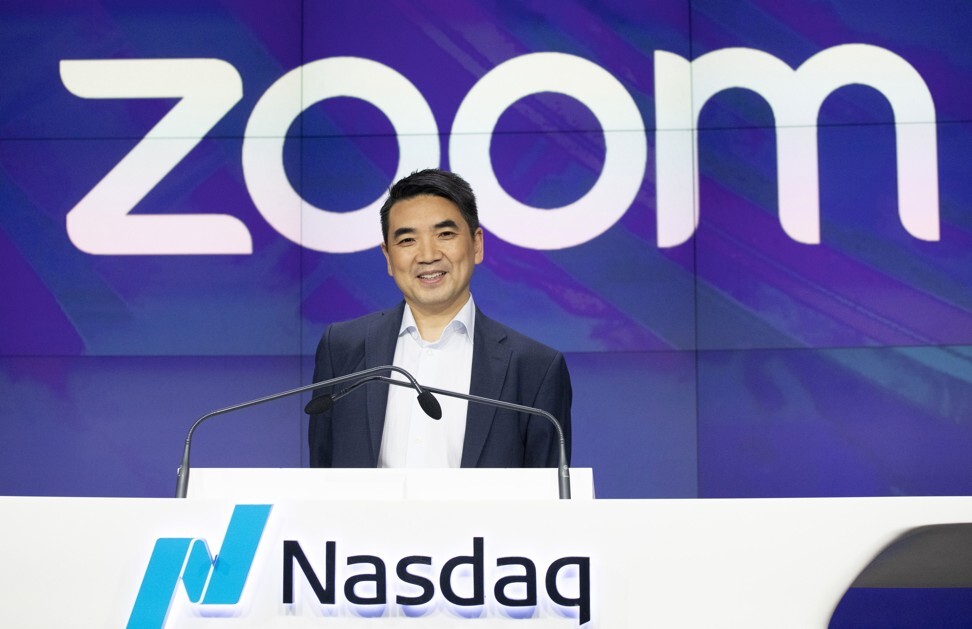 Zoom Video Communications chief executive Eric Yuan attends the opening bell at the Nasdaq Stock Exchange on April 18, 2019, on the occasion of the company’s initial public offering. Photo: AP