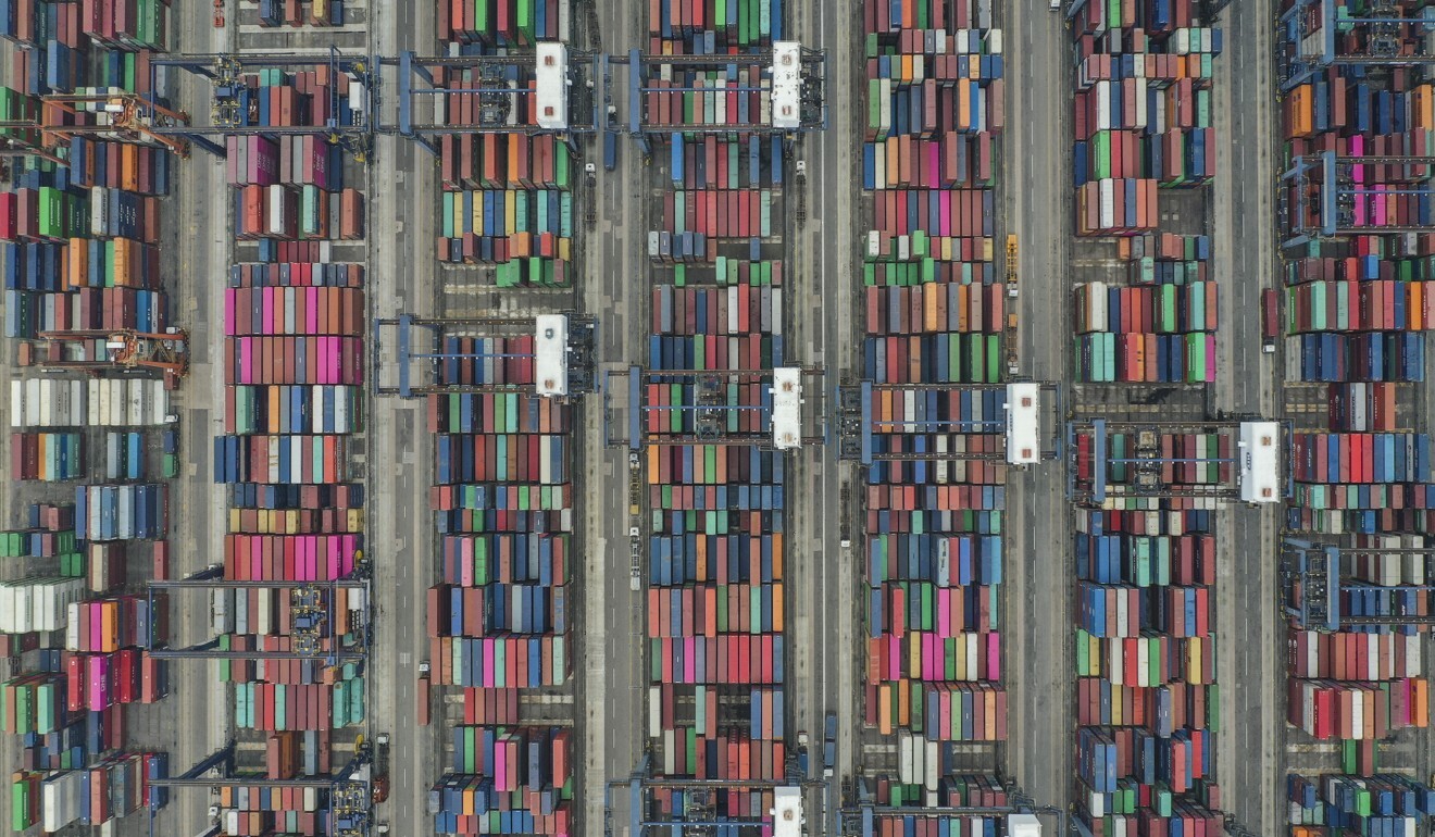 Containers are stacked up at the Hong Kong Container Terminal in the Kwai Chung-Tsing Yi basin on May 17, 2019. Hong Kong’s exports to the US amounted to about US$45 billion last year. Photo: Roy Issa
