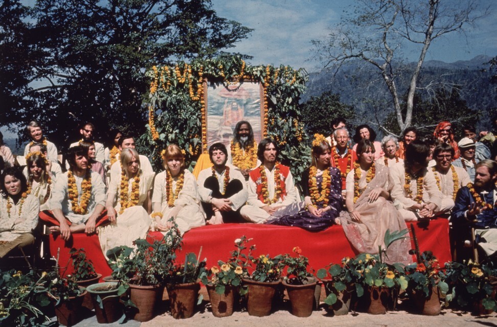 The Beatles with the Maharishi Mahesh Yogi, in Rishikesh, India, in 1968. Photo: Getty Images