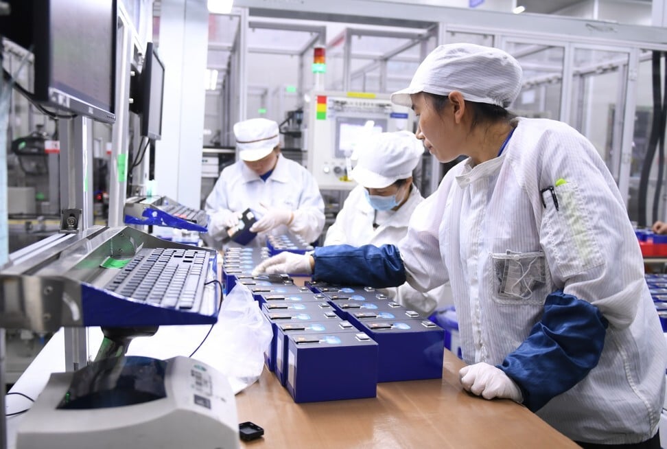 Workers check products at the main factory of electric battery maker Contemporary Amperex Technology Co Ltd in Ningde, in southeast China's Fujian province, in September of last year. Photo: Xinhua