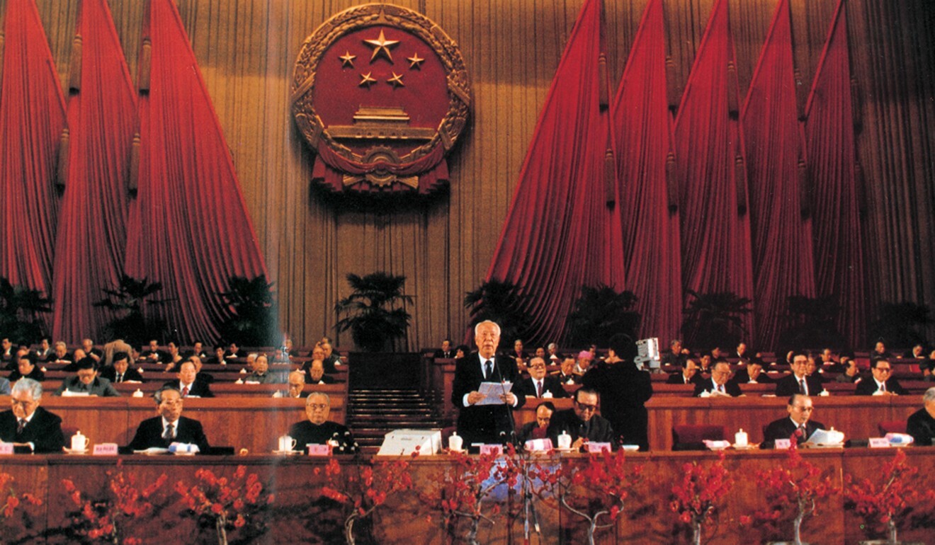 The National People’s Congress in Beijing passed Hong Kong’s Basic Law on April 4, 1990. Photo: Xinhua