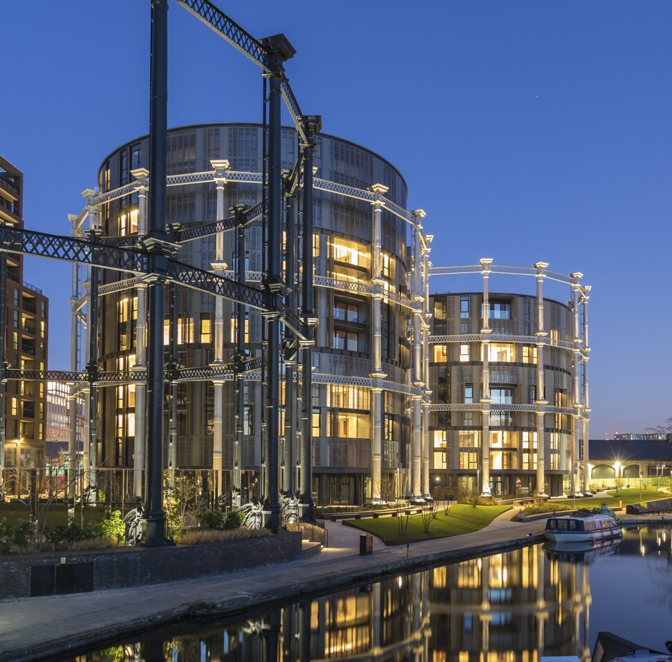 Gasholders London canal-side apartments at King's Cross, London. Photo: handout