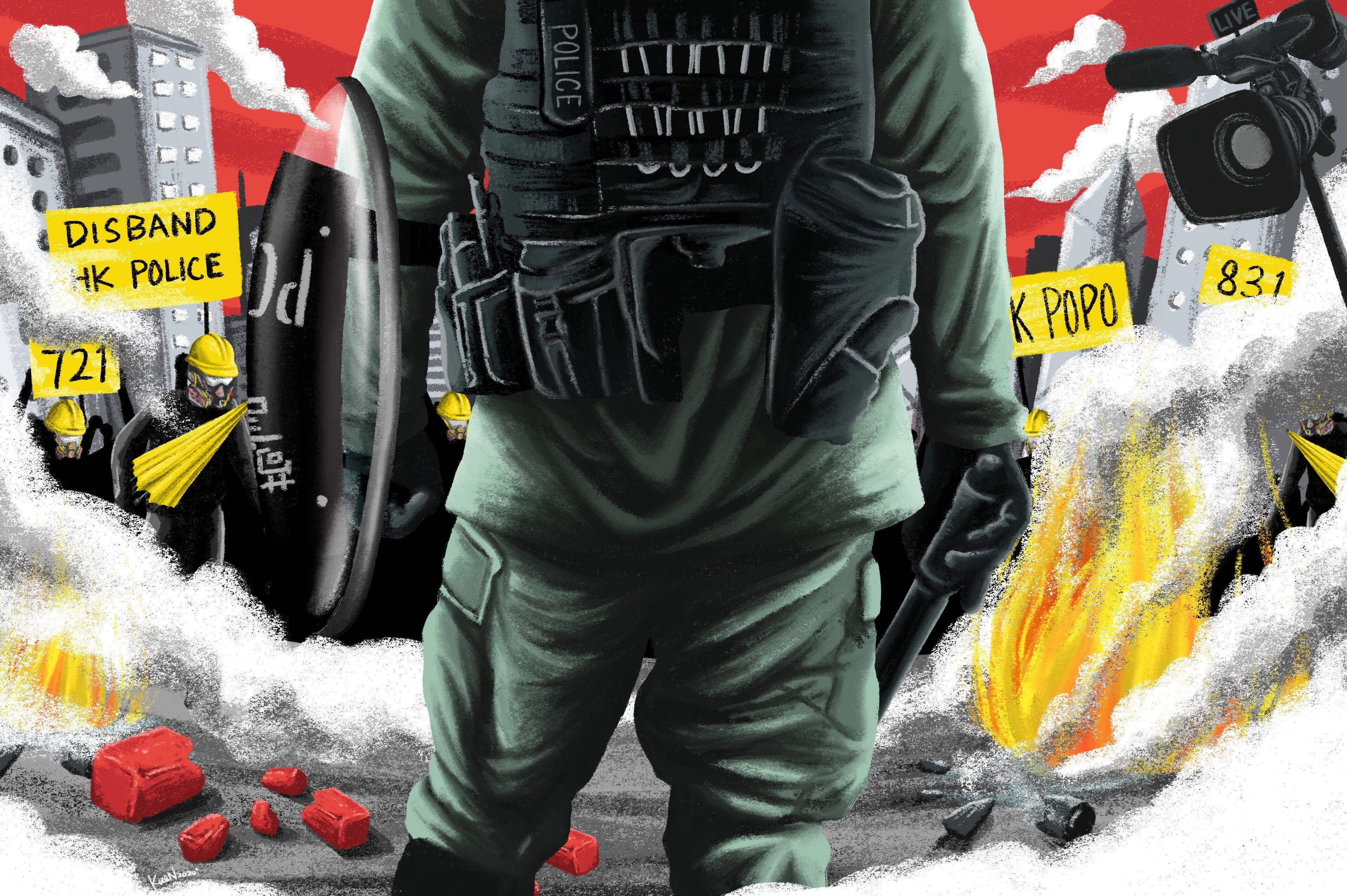 Hong Kong’s police have faced a barrage of challenges since the protests broke out last June. Illustration: Lau Ka-kuen