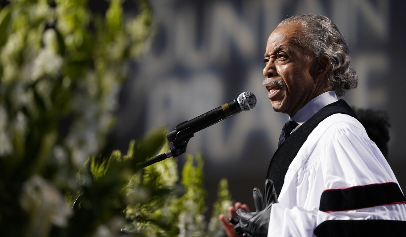 The Reverend Al Sharpton speaks during the funeral service for African-American citizen George Floyd in Houston on Tuesday. Photo: dpa