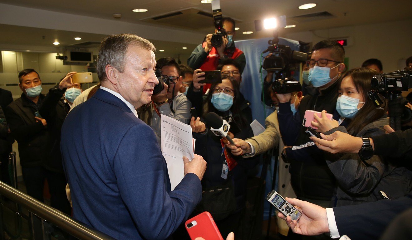 Jockey Club chief executive Winfried Engelbrecht-Bresges talks to the media.