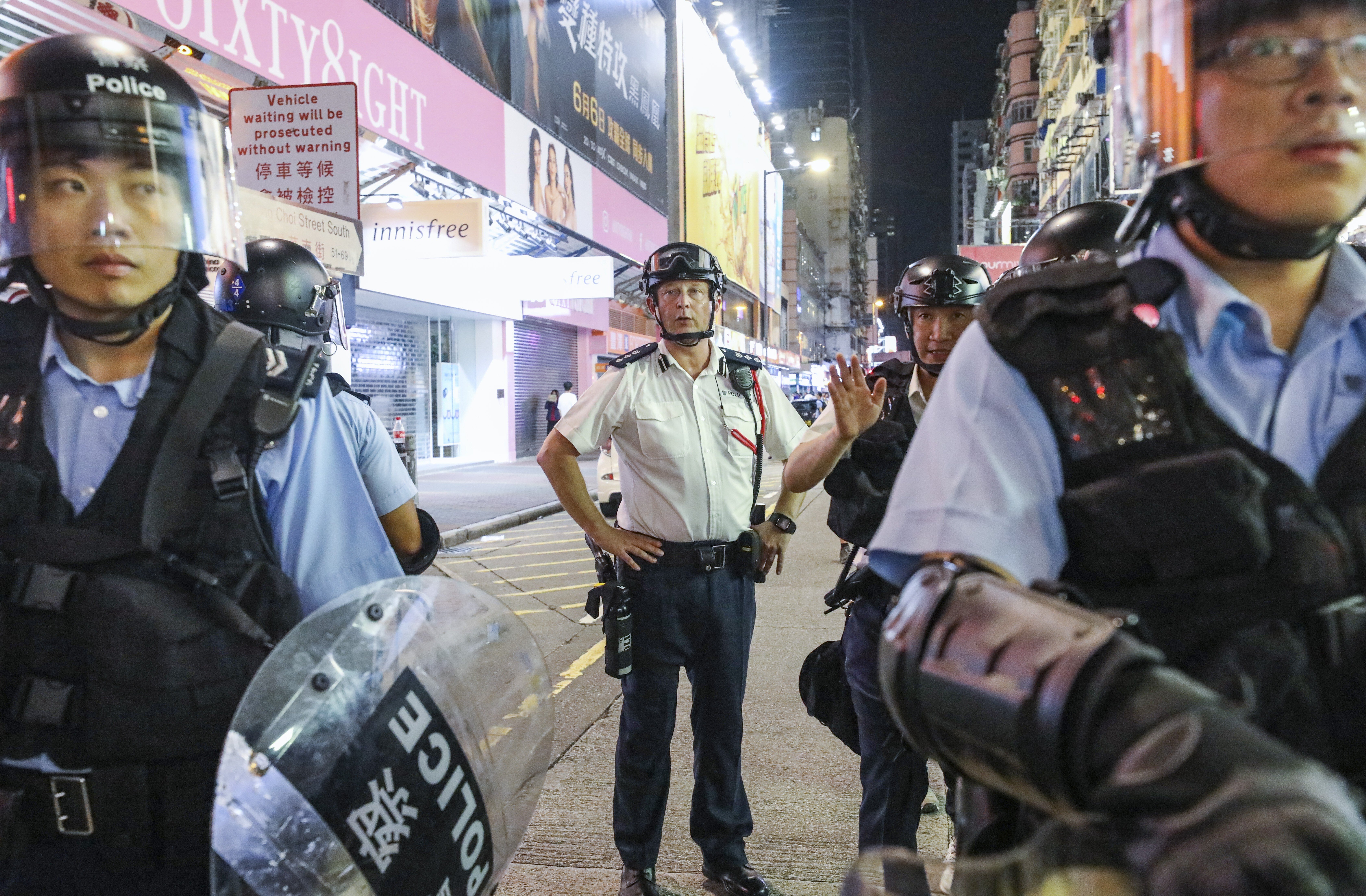 Assistant commissioner Rupert Dover in Mong Kok after a march against the extradition bill last July. Photo: Dickson Lee