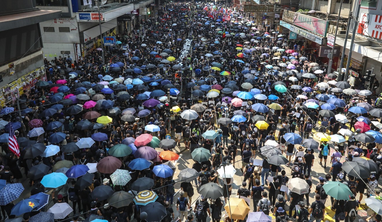 Protesters hold an anti-government rally on National Day in Hong Kong last year. Photo: Felix Wong