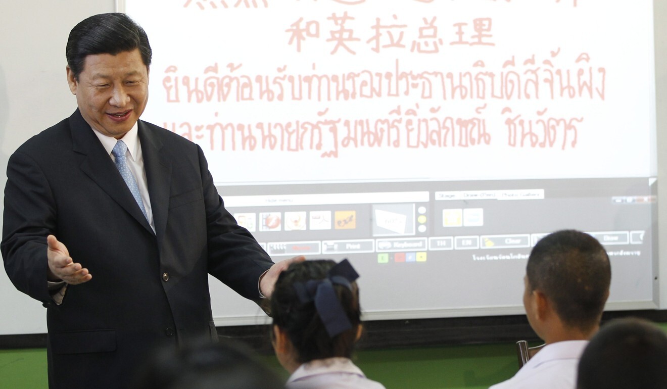 Xi Jinping, then vice-president of China, speaks to a class of Thai schoolchildren during a visit to Bangkok in 2011. Photo: EPA