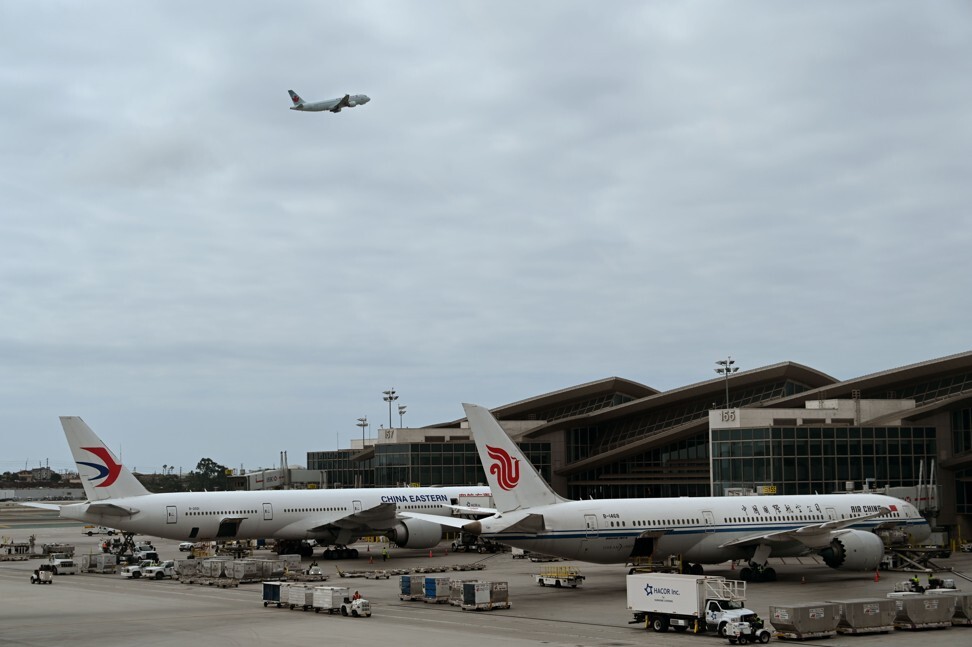 Air China and China Eastern planes wait at the gates at Los Angeles International Airport on September 27, 2019. Photo: AFP