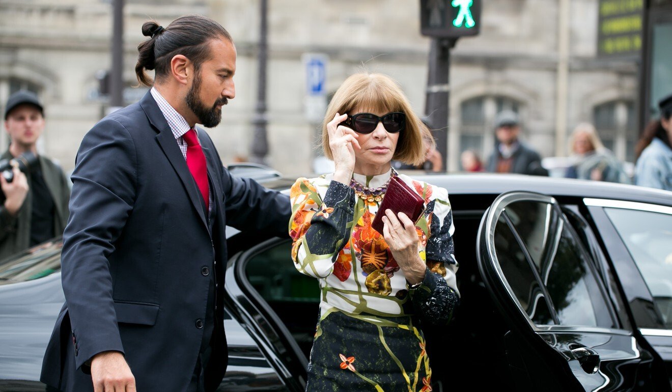 Anna Wintour arrives for a fashion show in Paris in 2017.