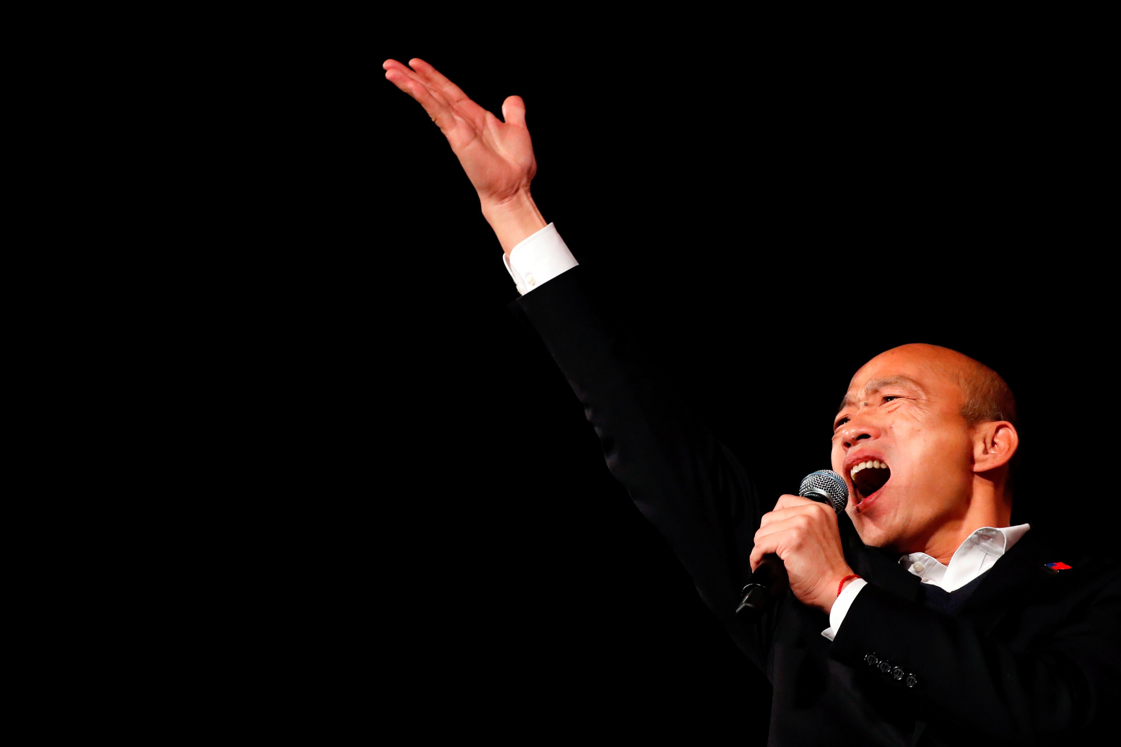 Han Kuo-yu speaks during a presidential election campaign rally in Taipei, Taiwan, on January 9. Han was removed as mayor of the city of Kaohsiung following an unprecedented recall vote on June 6. Photo: Reuters