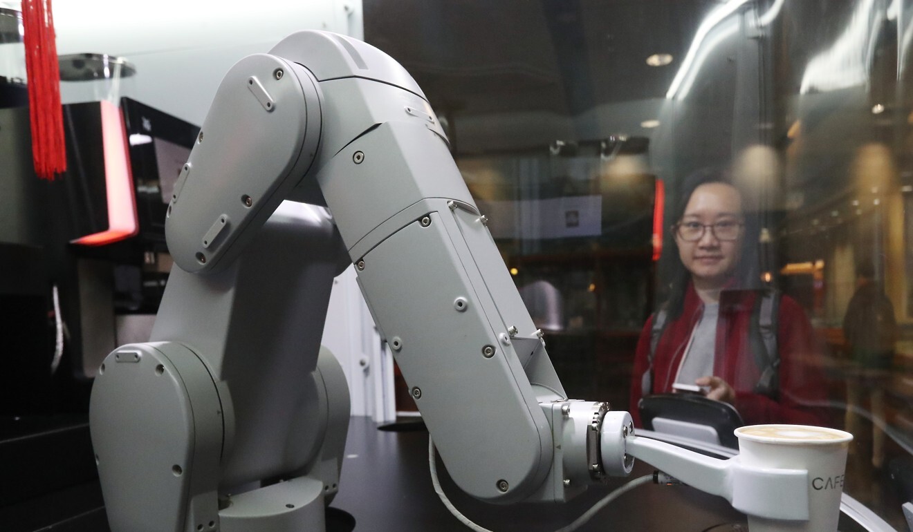 RPA software is different from hardware robots, such as robotic arms that can serve drinks at a bar. Photo: SCMP/Nora Tam RPA software is different from hardware robots, such as robotic arms that can serve drinks at a bar. Photo: SCMP/Nora Tam