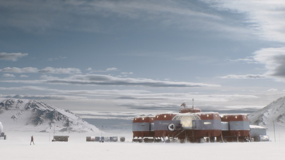 The 2,000-square-metre set of the Polaris VI Antarctic Research Station was constructed in Tenerife, in the Canary Islands. Photo: HBO Asia