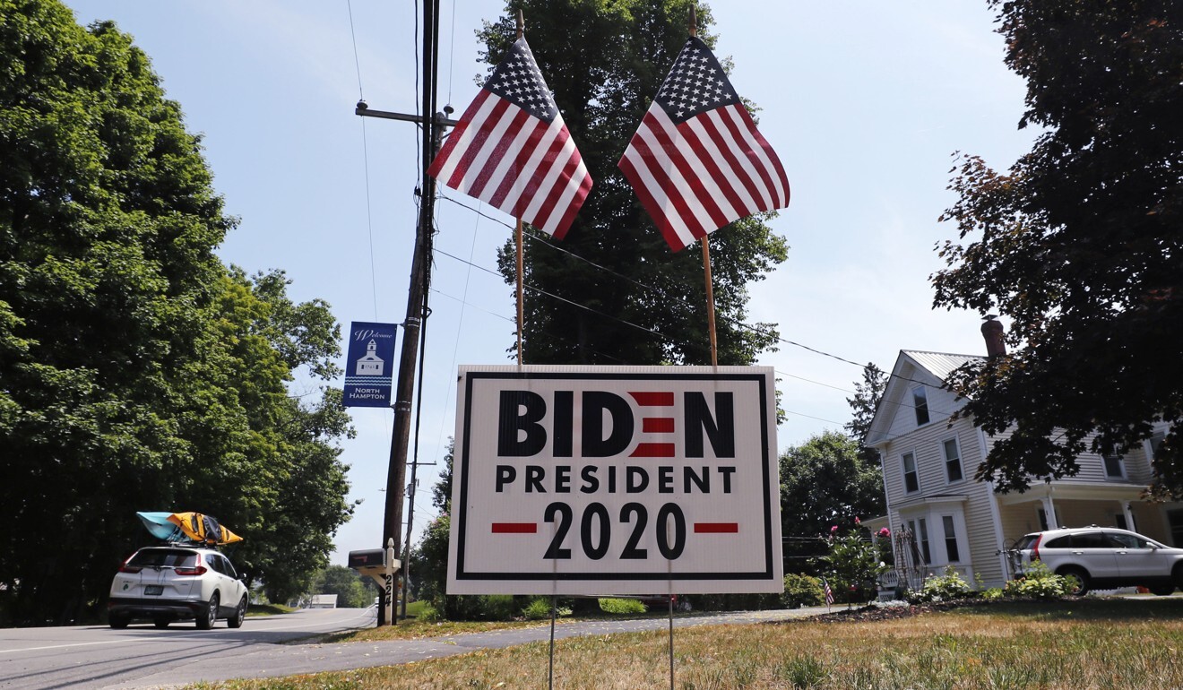 A campaign yard sign for Joe Biden in North Hampton, New Hampshire. Photo: AP