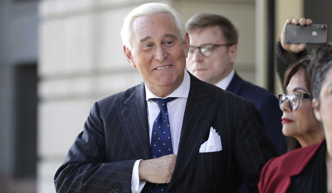 Roger Stone exits federal court in Washington in November 2019. Photo: AP