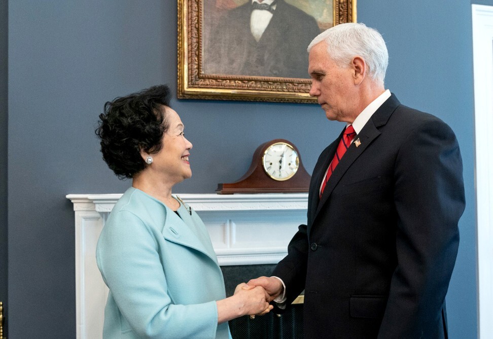 Anson Chan meeting US Vice-President Mike Pence at the White House last year. Photo: Handout