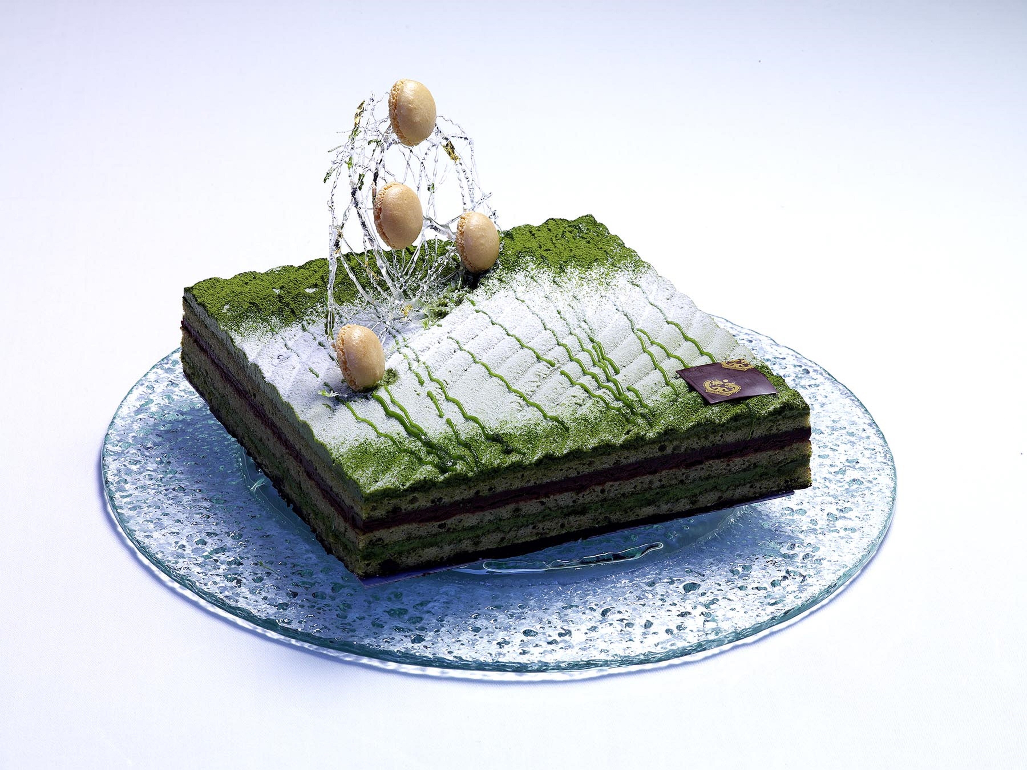 The Royal Garden's green tea opera matcha cake. Photo: The Royal Garden