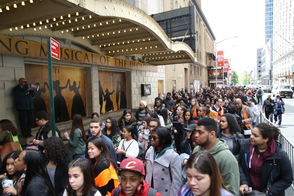 High school students attend a showing of Hamilton at the Richard Rodgers Theatre in 2017 in New York City. Photo: Getty Images