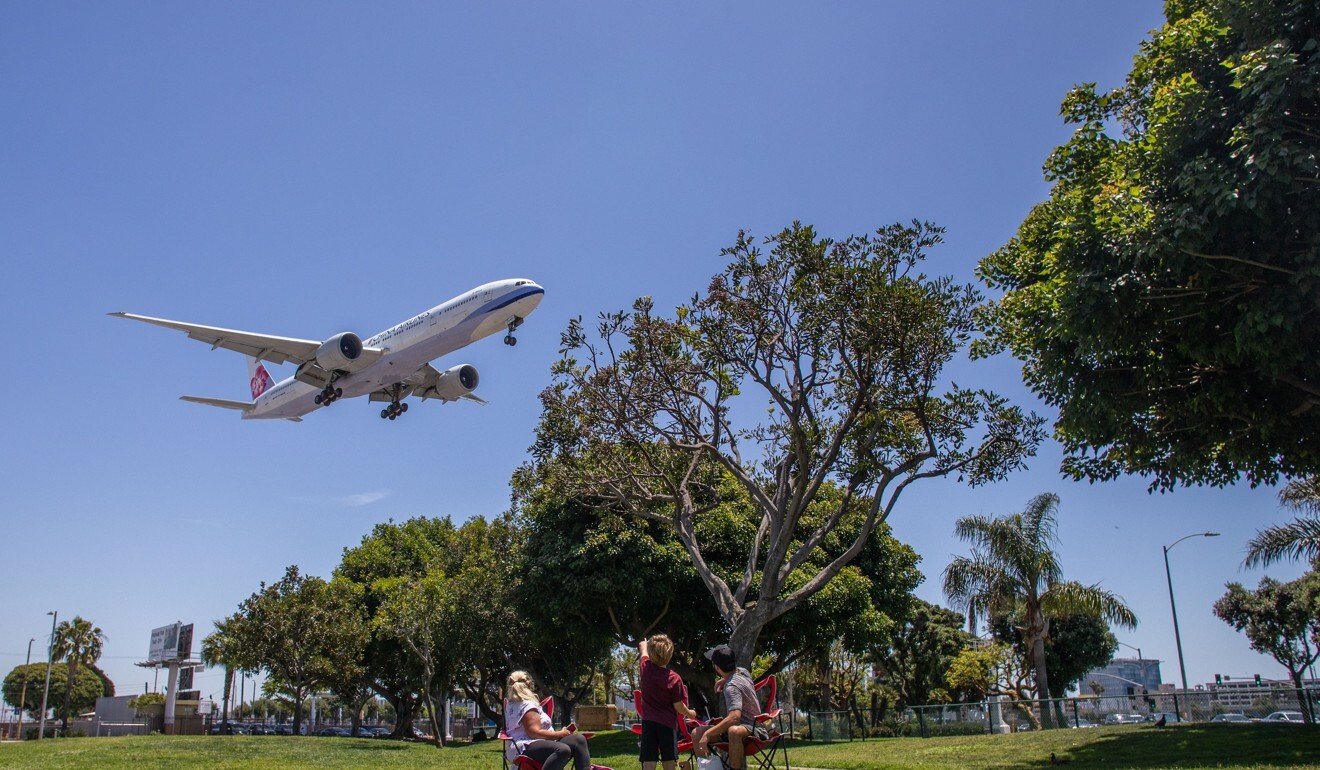 A China Airlines plane lands at LAX airport in Los Angeles, California in May. Long-haul travel has plunged, and forward demand for tickets is drastically lower than a year ago. Photo: Apu Gomes/AFP via Getty Images