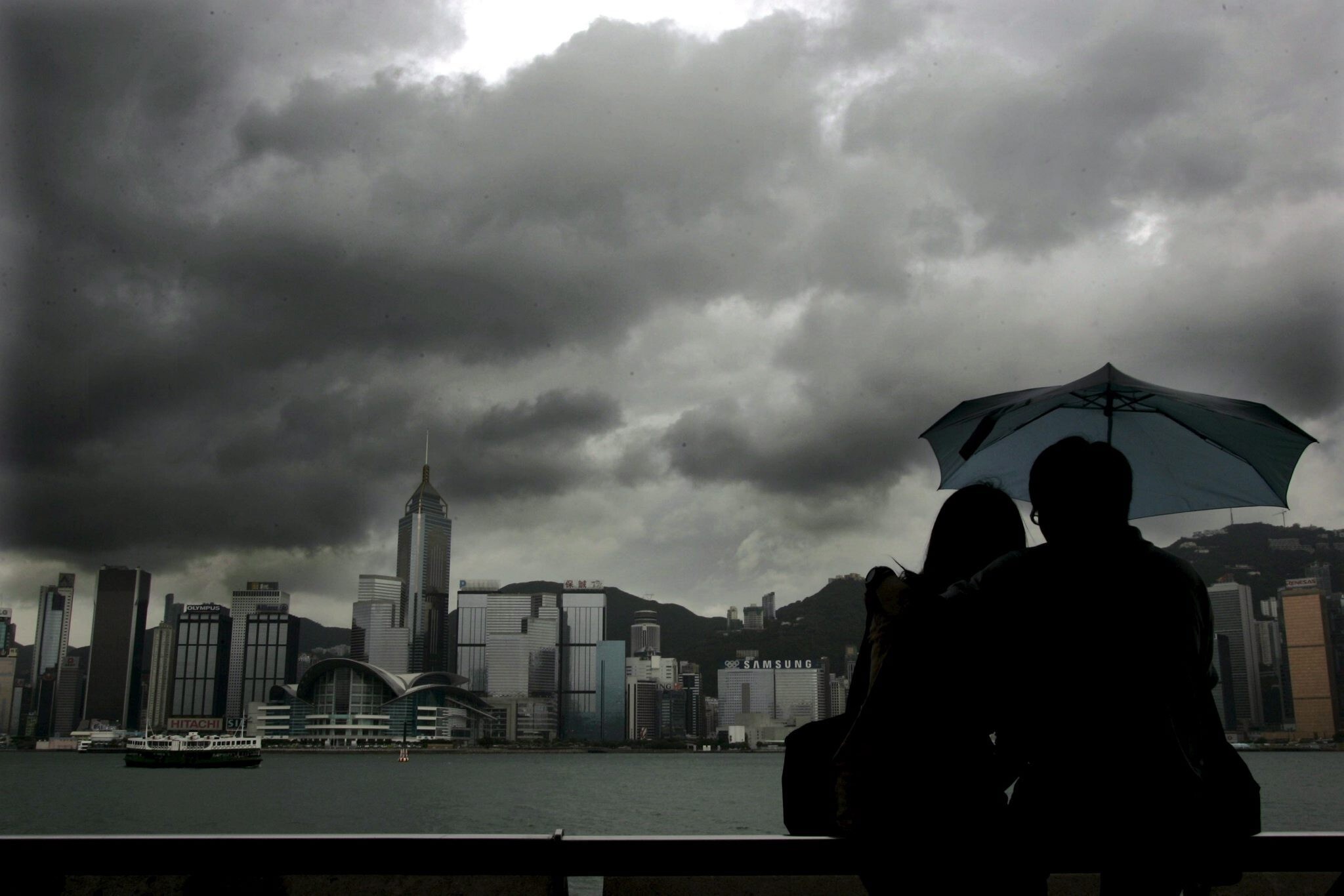 Clouds gather over the Hong Kong skyline. Photo: EPA