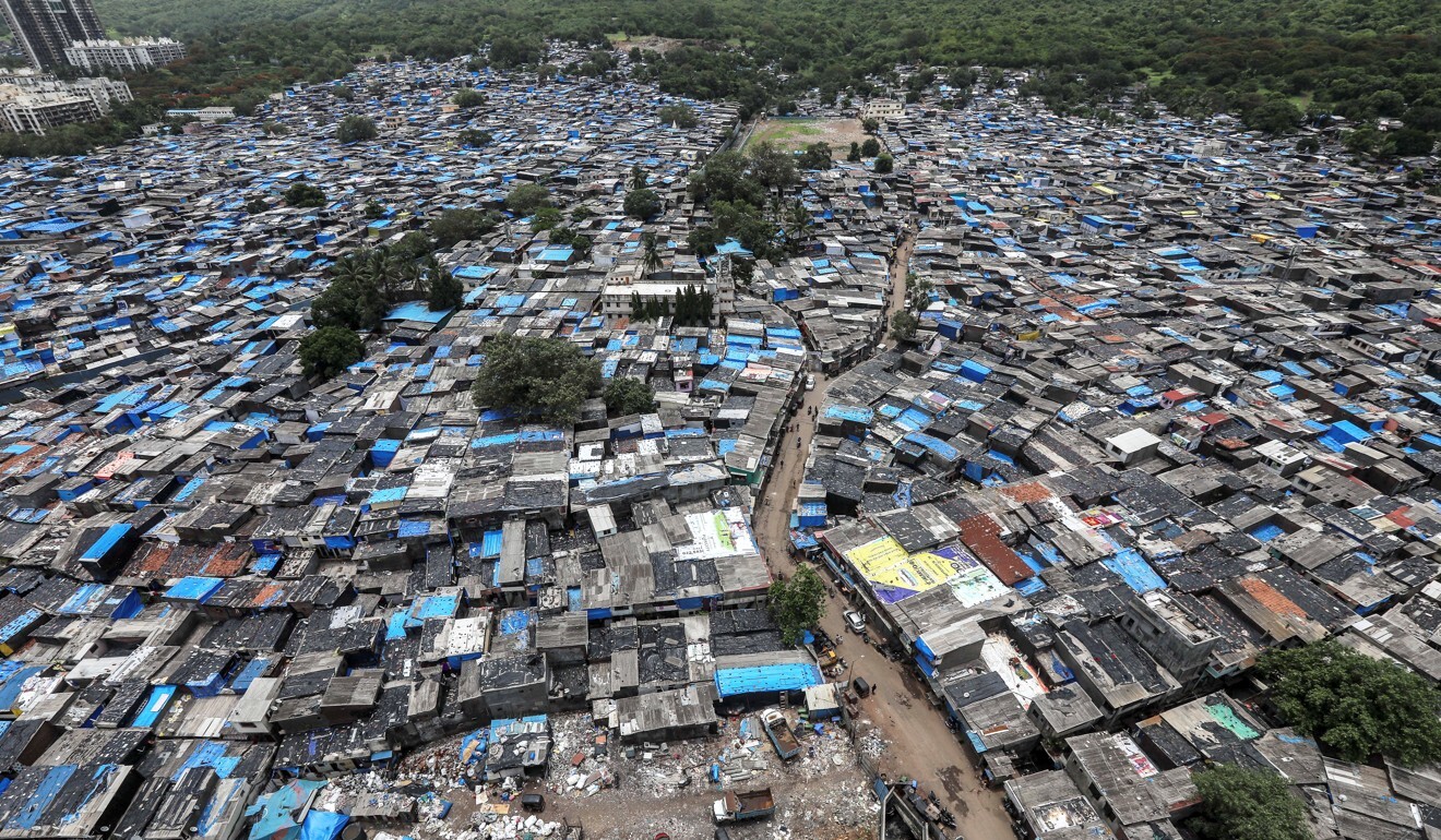 An aerial view of a slum in the Appa Pada area of Mumbai. Photo: EPA