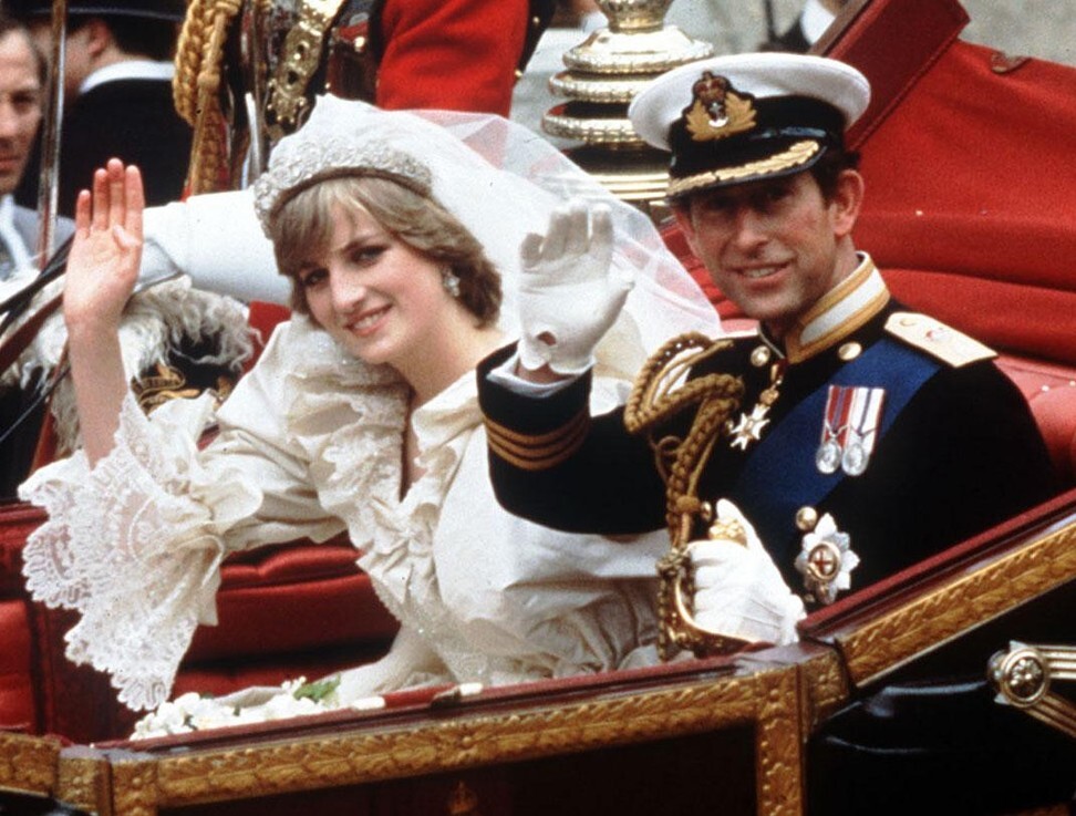 Princess and Prince of Wales wave from their carriage on their wedding day, July 29, 1981. Photo: AP