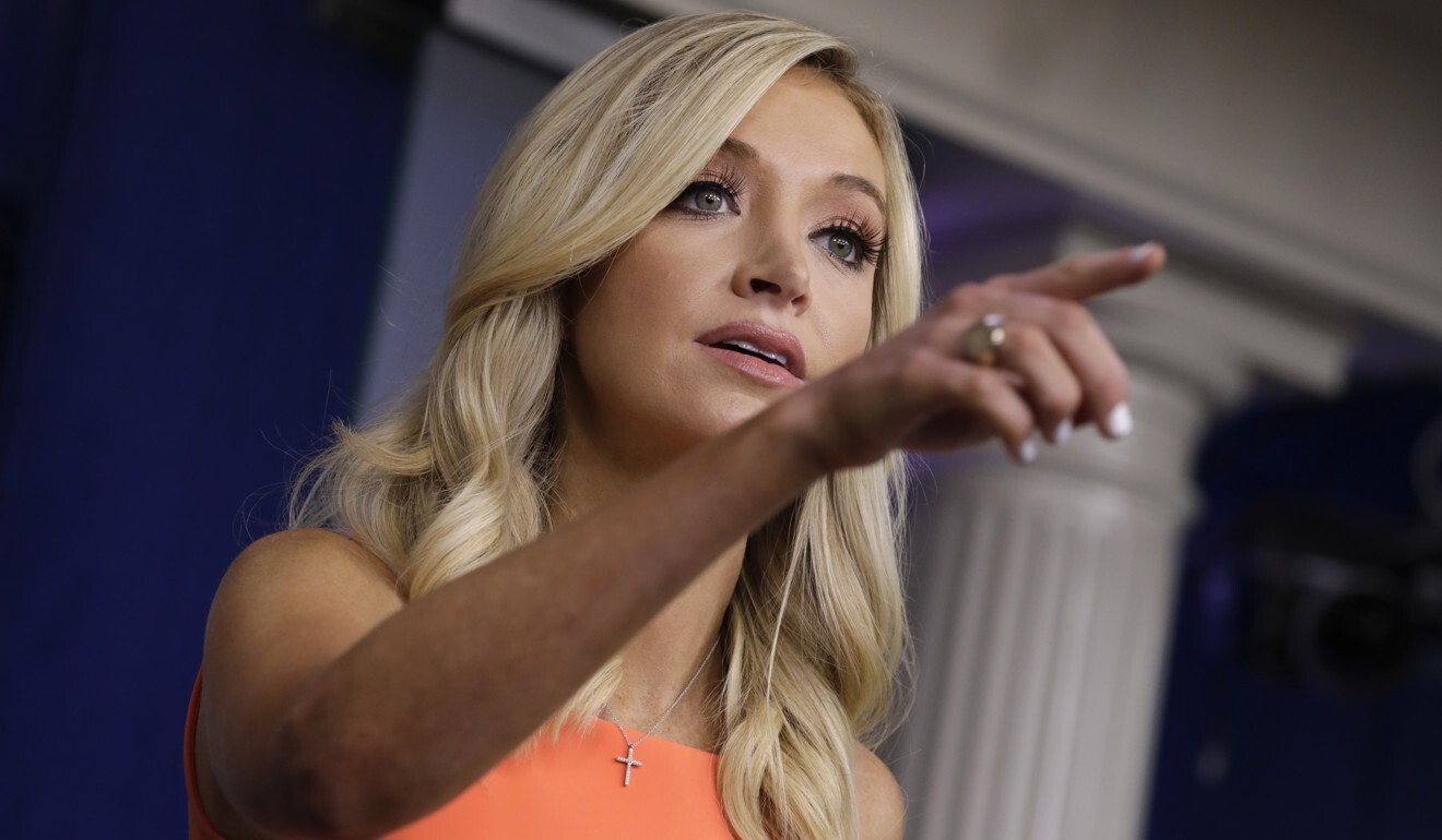 White House press secretary Kayleigh McEnany speaks during a news conference in Washington on Monday. Photo: Bloomberg