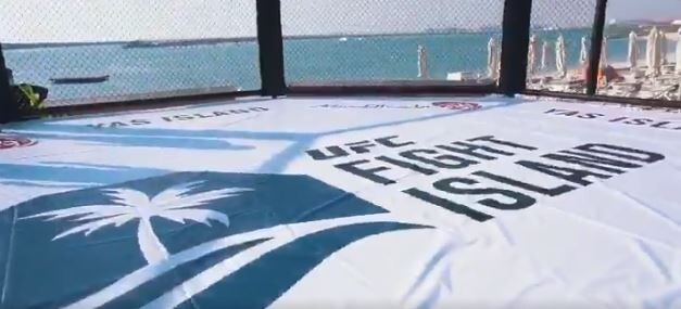 Fight Island's Octagon on the beach will be used for training purposes. Photo: Dana White/Twitter