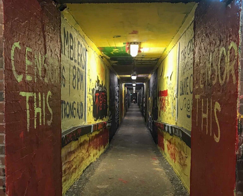 “Censor This” is painted on the entrance of a tunnel at the University of Rochester. Photo: Amber Hu