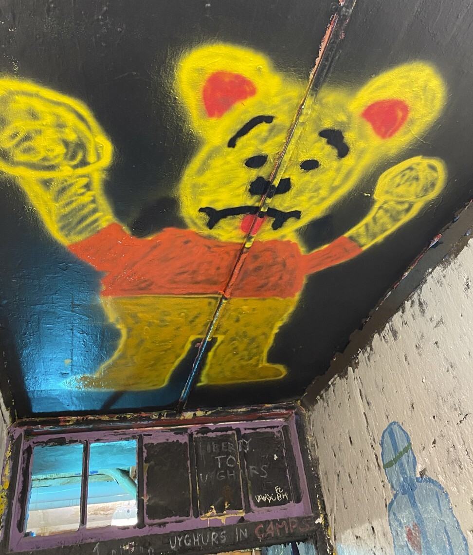 A mural of Winnie the Pooh inside a tunnel at the University of Rochester. Photo: Eric Fish