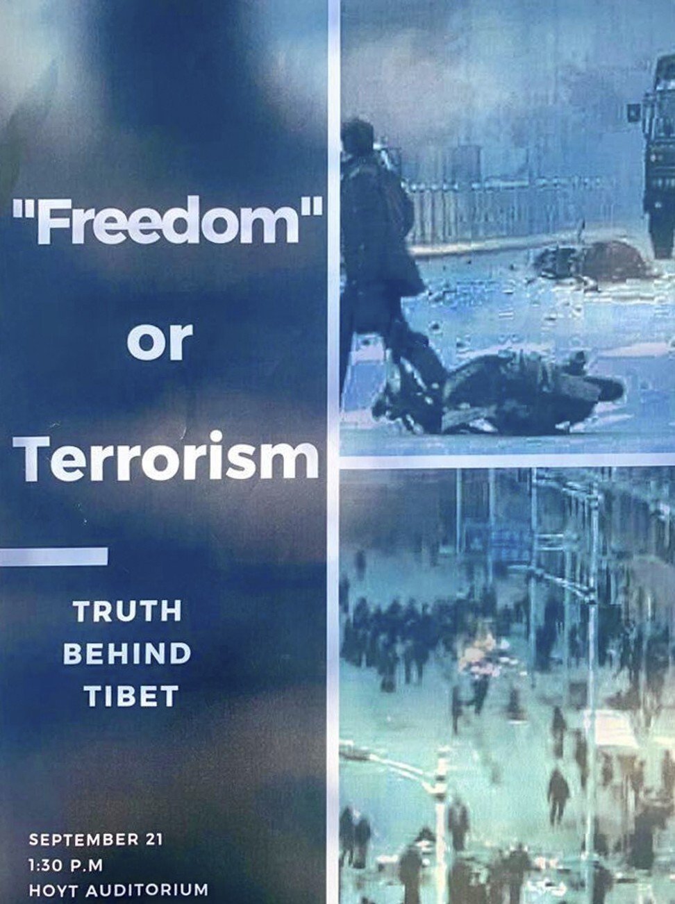 An event flier by Xu Yifan, at the University of Rochester. Photo: courtesy of Xu Yifan