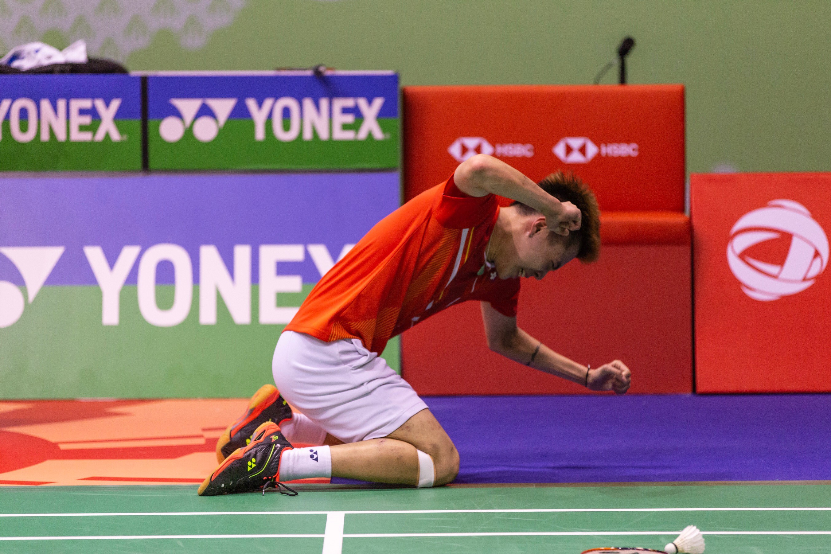 Lee Cheuk-yiu celebrates the win after defeating Indonesia's Anthony Ginting in the men's single final at the 2019 Hong Kong Open. Can the strong character youngster become a new force in badminton following the retirement of star players Lin Dan and Lee Chong-Wei? Photo: Kelly Ho