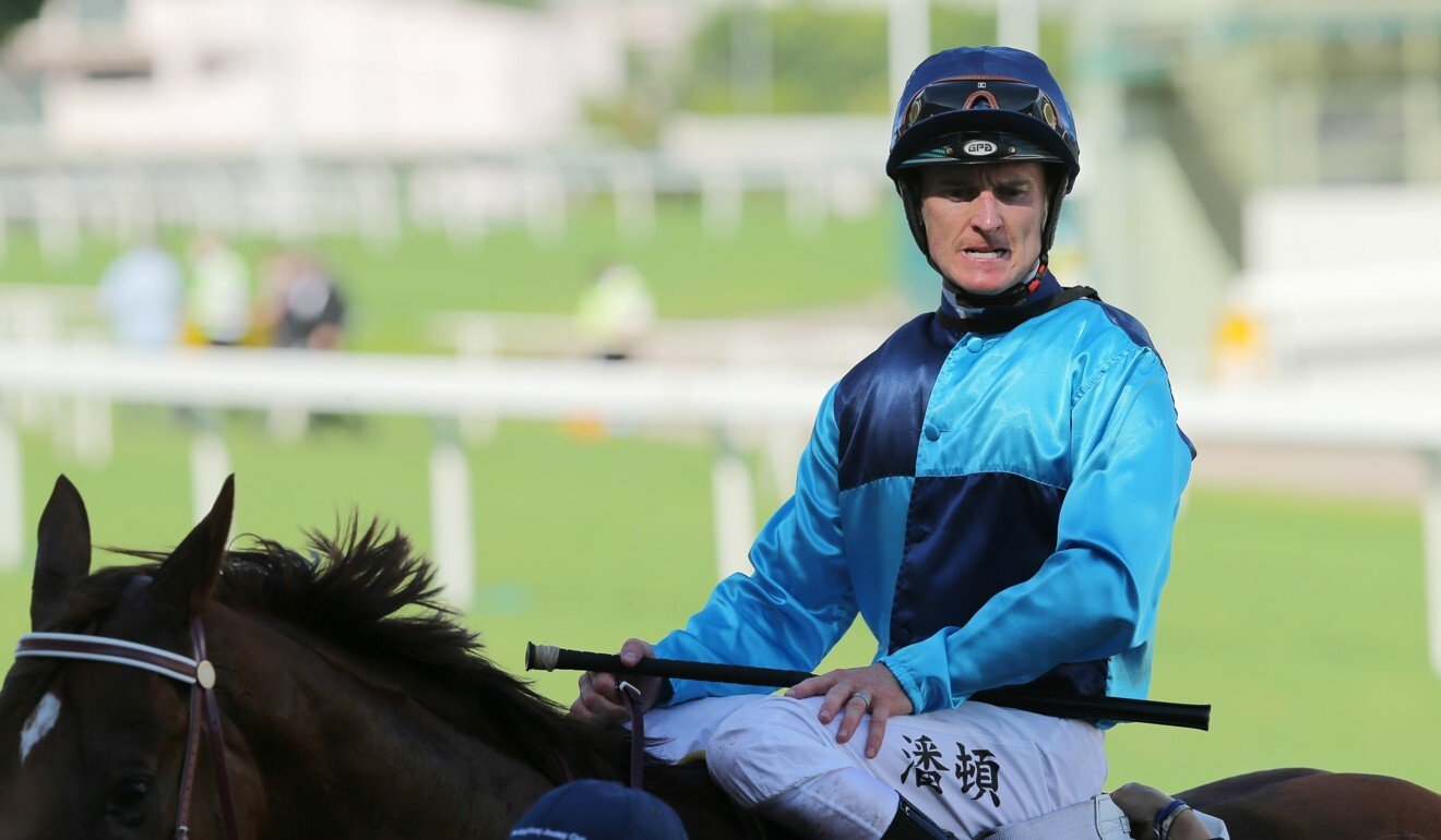 Zac Purton returns after winning on Sunny Boy at Sha Tin.