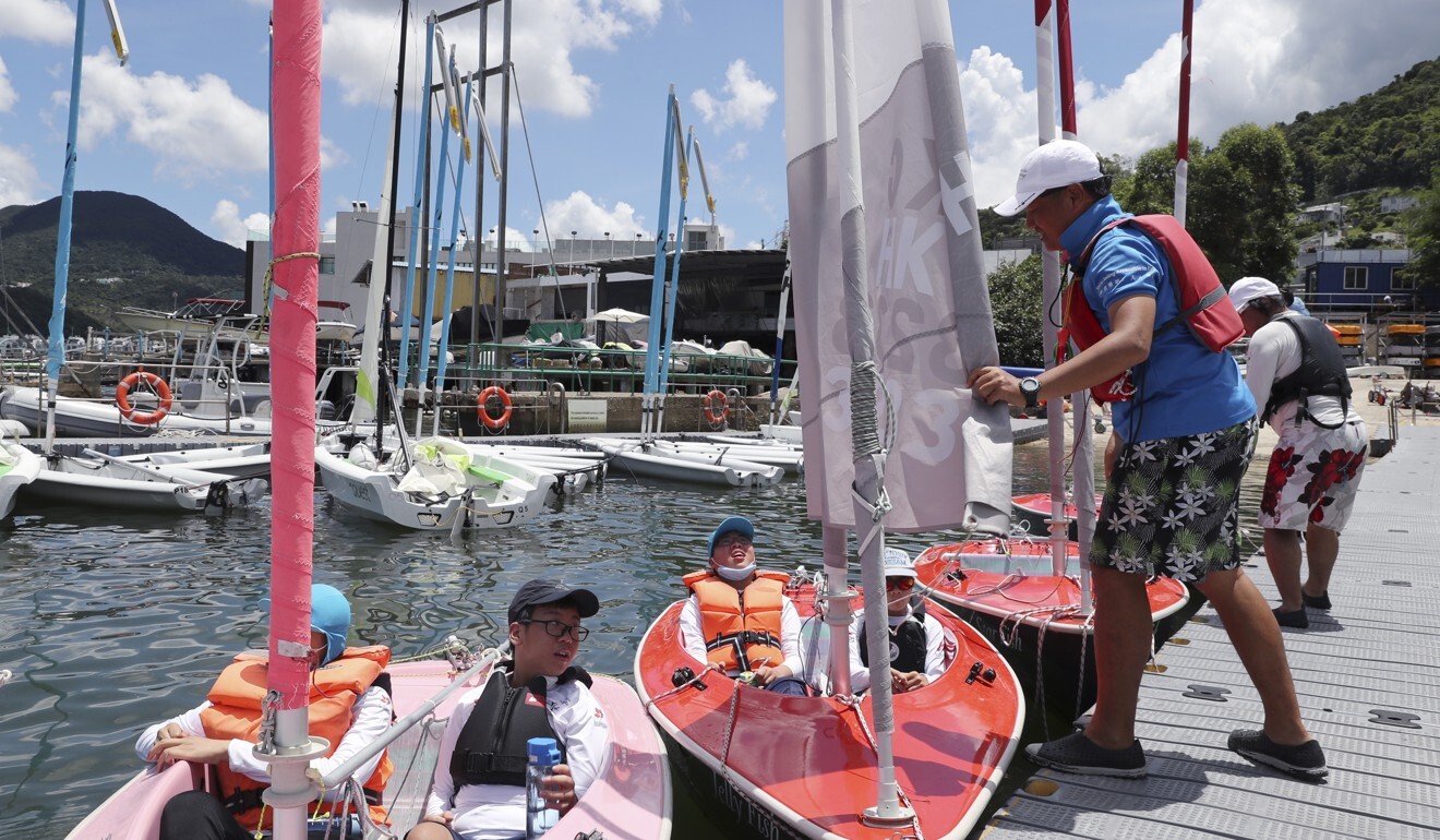 Sailability sailors get ready for their lessons at the Hebe Haven Yacht Club. Photo: Edmond So